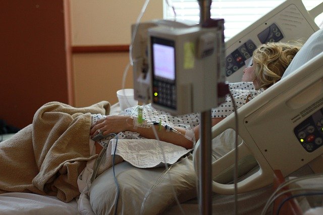 woman in hospital bed