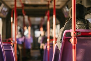 Woman Riding Bus In Los Angeles