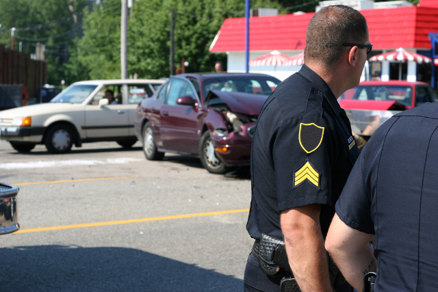 Police responds to the scene of an accident