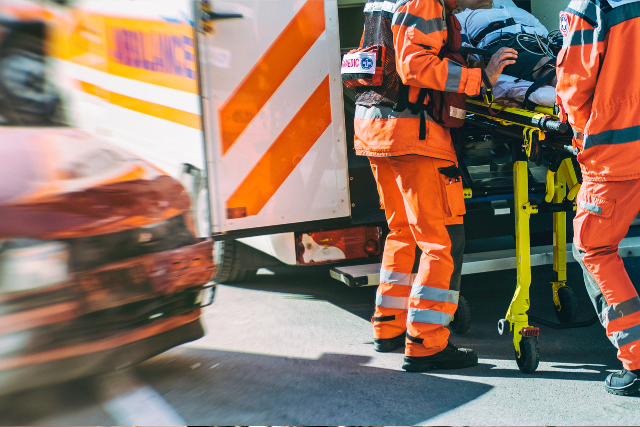 accident victim taken by ambulance