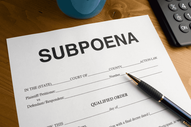 subpoena form order